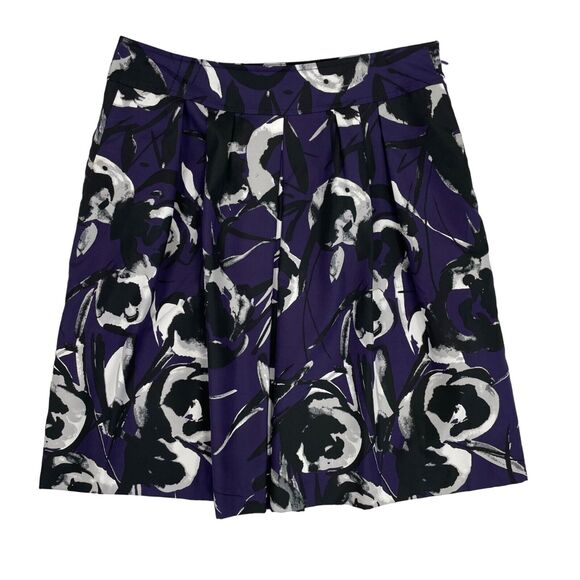 Ann Taylor Petite Floral Pleated Purple Skirt Y2K Vintage Size 4 Petite - Picture 1 of 6